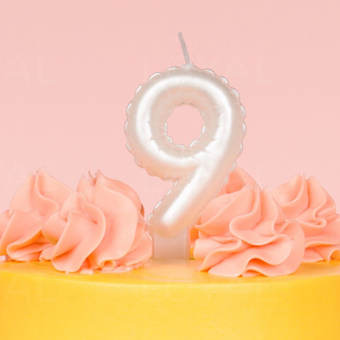 Loyal White Balloon Number Candle