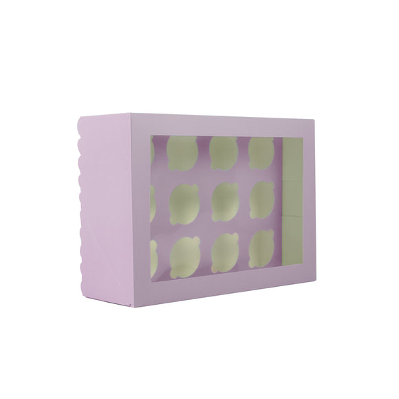 Papyrus & co Scalloped Tall Cupcake Box (12 hole) - Pastel Lilac