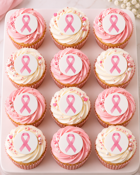Cancer Awareness Ribbon 3cm cupcake toppers