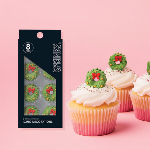 Sprinks Icing Decorations - CHRISTMAS WREATH (8 pieces)