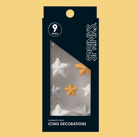 Sprinks Icing Decorations - SHIMMER STARS (9 pieces)