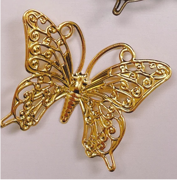 More Gold Arched Butterflies 35mm (Pack of 10)