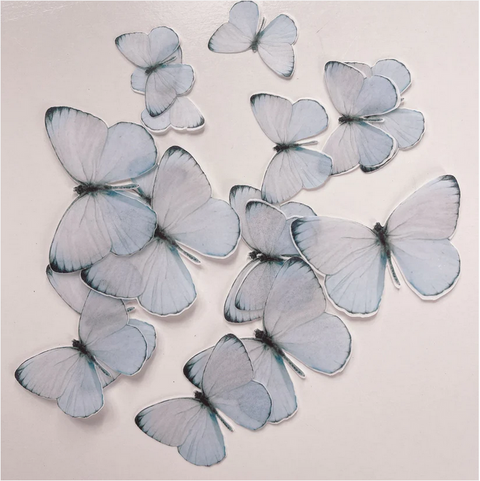 More Edible Wafer Paper Butterflies PRETTY IN BLUE- 24 pack