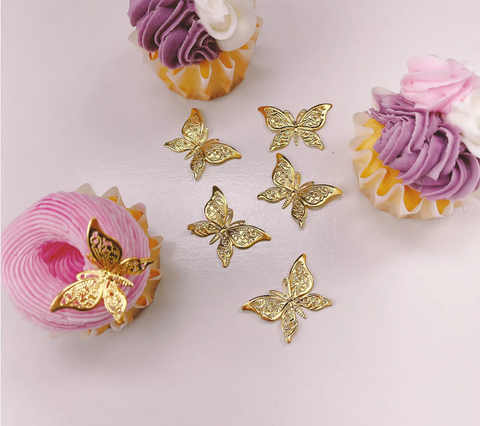 More Gold Filigree Arched Butterflies 4cm (Pack of 10)