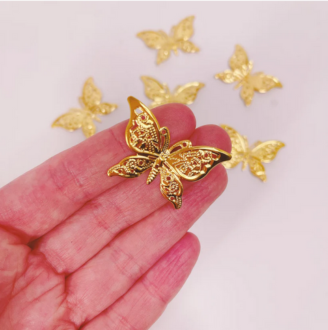 More Gold Filigree Arched Butterflies 4cm (Pack of 10)