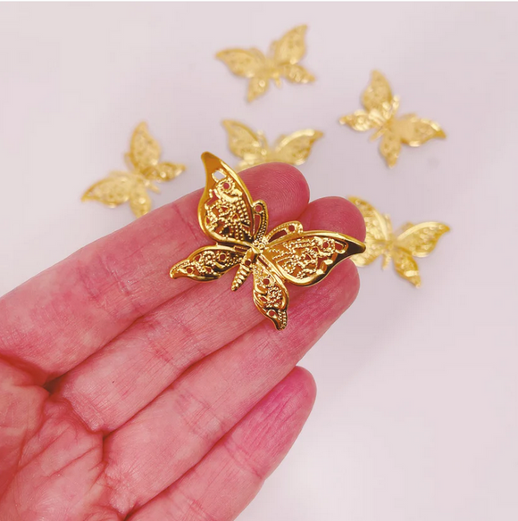 More Gold Filagree Arched Butterflies 4cm (Pack of 10)