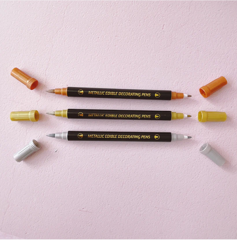 More Metallic Edible Markers Set of 3 - Gold, Copper and Silver Pearl