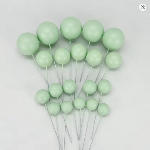 Coloured Ball Cake Toppers - Matt Light Green (20 pack)