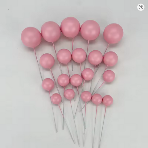 Coloured Ball Cake Toppers - Matt Light Pink (20 pack)