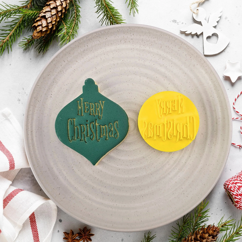 Custom Cookie Cutters Merry Christmas V2 embosser