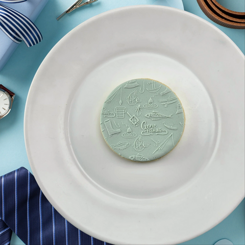 Custom Cookie Cutters Fishing pattern plate debosser