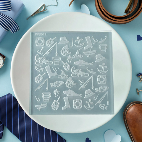 Custom Cookie Cutters Fishing pattern plate debosser