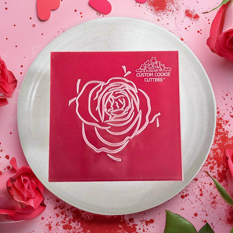 Custom Cookie Cutters Rose debosser