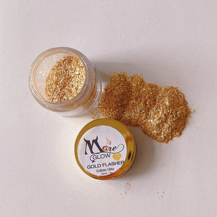 Moreish Cakes More Glow Gold Flasher Edible Glitter Flakes 3g