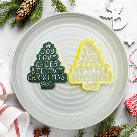 Joy Love Cheer Christmas Tree Debosser & Cutter set