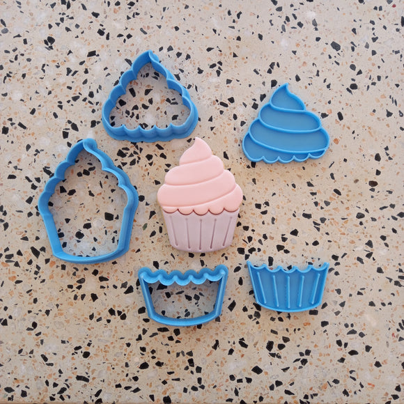 Cupcake with Swirl embosser & cutter set (5 piece)