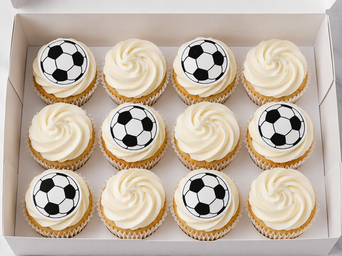 Wafer Paper Football / Soccer Ball cupcake decoration (12 pack)