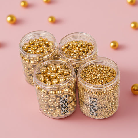 Sprinks Shiny Gold 6mm Pearl sprinkles 75g