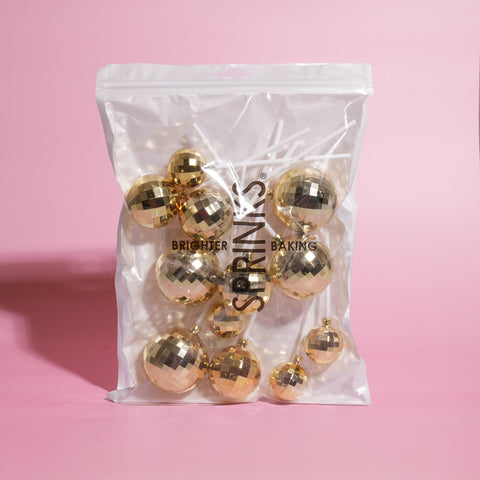 Sprinks Ball Cake Toppers - Gold Mirrored Disco (12 pieces)