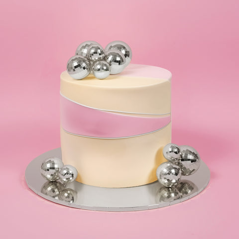 Sprinks Ball Cake Toppers - Silver Mirrored Disco (12 pieces)