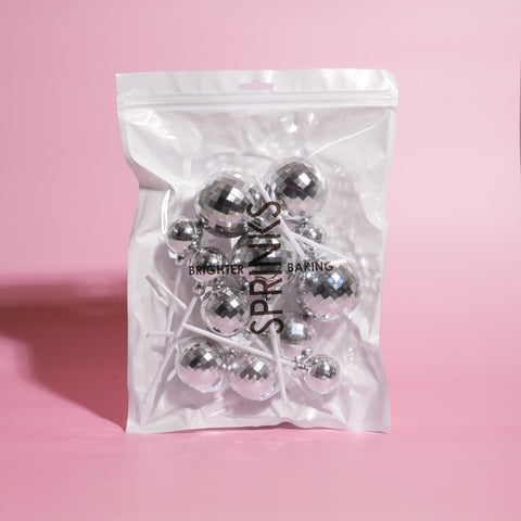Sprinks Ball Cake Toppers - Silver Mirrored Disco (12 pieces)