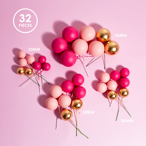 Sprinks Coloured Ball Cake Toppers - Pretty in Pink 32 pieces