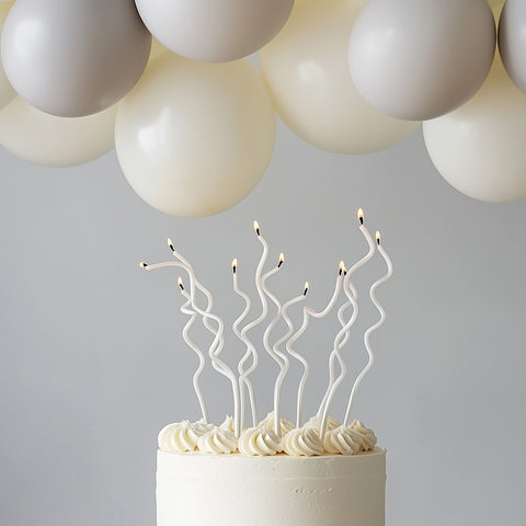 Swirly Pearl White Cake Candles 13cm (Pack of 16)