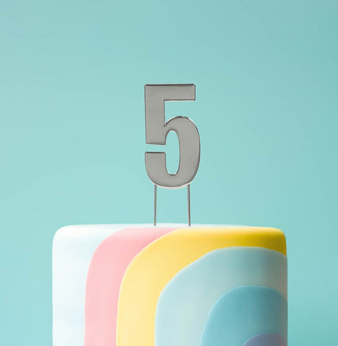 Mega Silver Number Cake Topper (9cm)