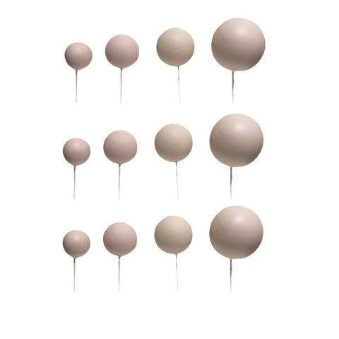 Coloured Ball Cake Toppers - Beige (12 pack)