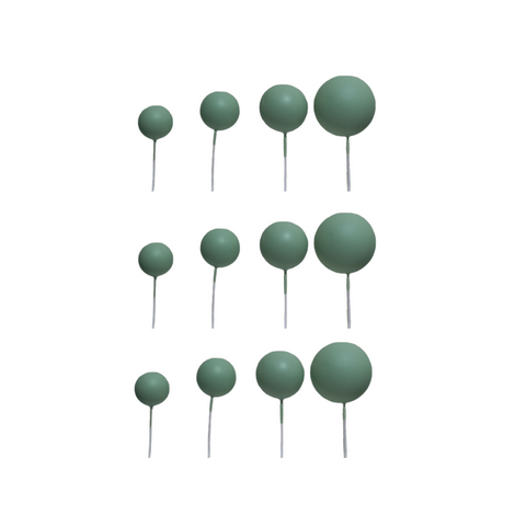 Coloured Ball Cake Toppers - Light Green (12 pack)