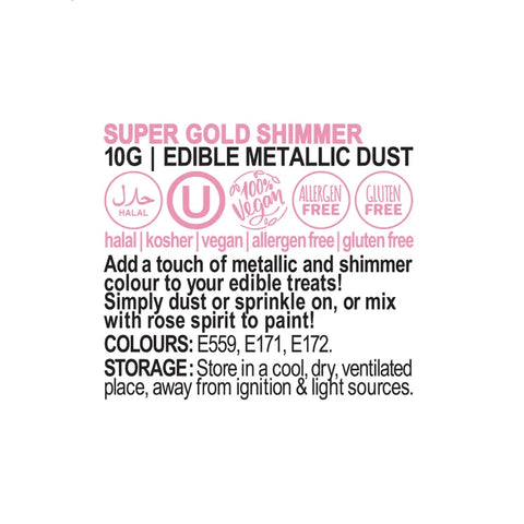 Vivid Super Gold Edible Metallic Shimmer Dust 10g
