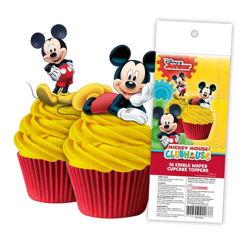 MICKEY MOUSE Edible Wafer Paper Cupcake Toppers - 16 pack