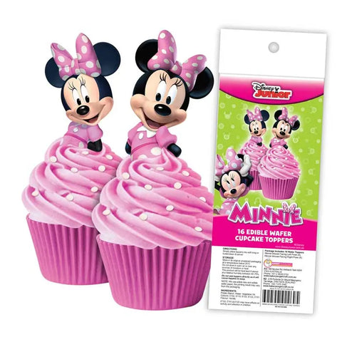 MINNIE MOUSE Edible Wafer Paper Cupcake Toppers - 16 pack