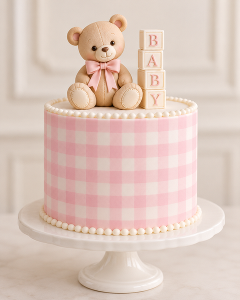 Light Pink Gingham edible image sheet