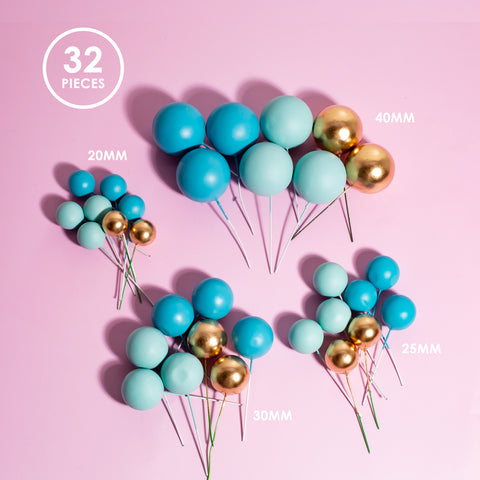 Sprinks Coloured Ball Cake Toppers - Bold in Blue 32 pieces