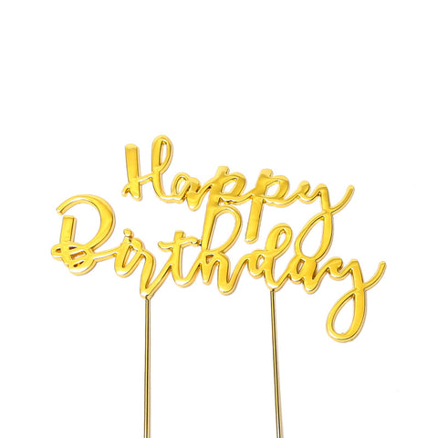 GOLD Metal Cake Topper - HAPPY BIRTHDAY