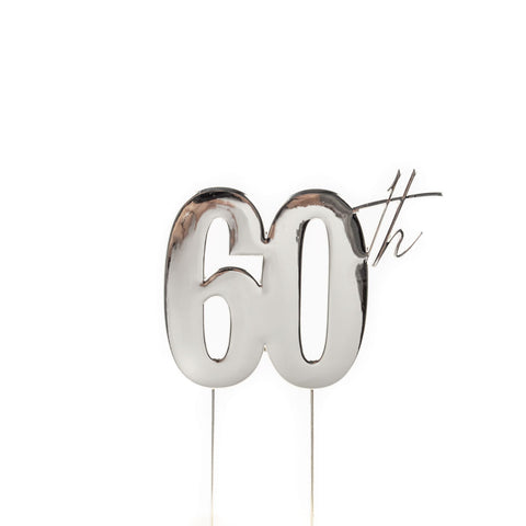 SILVER Metal Cake Topper - 60th