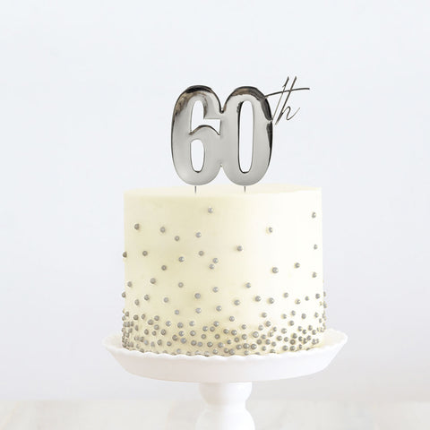 SILVER Metal Cake Topper - 60th