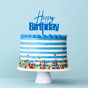 Fun Blue HAPPY BIRTHDAY Acrylic Cake Topper