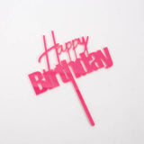 Fun Pink HAPPY BIRTHDAY Acrylic Cake Topper