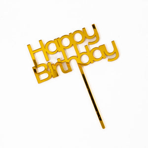 Gold HAPPY BIRTHDAY Acrylic Cake Topper