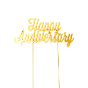 GOLD Metal Cake Topper - HAPPY ANNIVERSARY