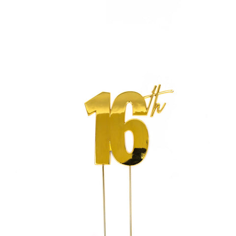 GOLD Metal Cake Topper - 16th