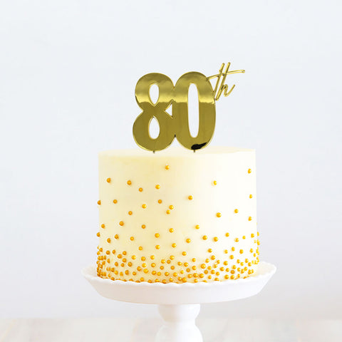 GOLD Metal Cake Topper - 80th