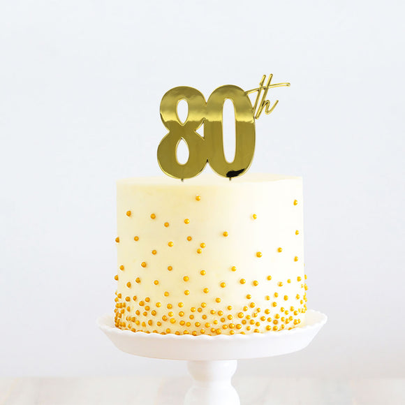 GOLD Metal Cake Topper - 80th