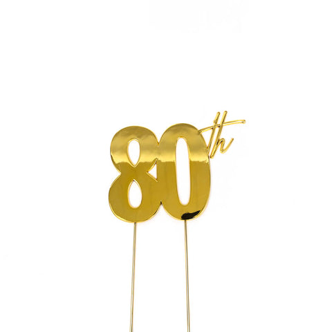 GOLD Metal Cake Topper - 80th