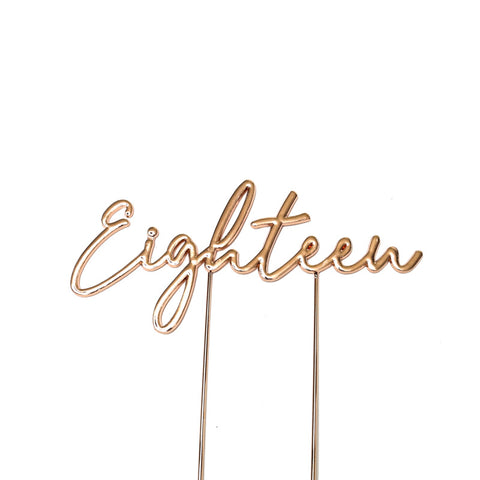 ROSE GOLD Metal Cake Topper - Eighteen