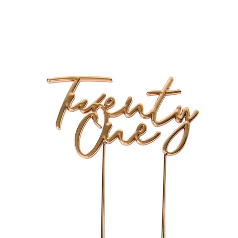 ROSE GOLD Metal Cake Topper - Twenty One