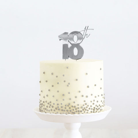 SILVER Metal Cake Topper - 18th