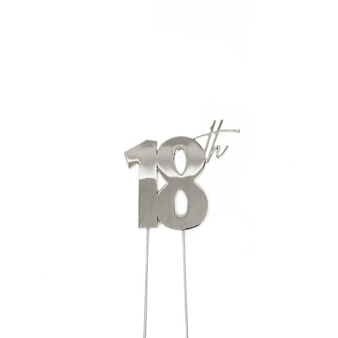 SILVER Metal Cake Topper - 18th